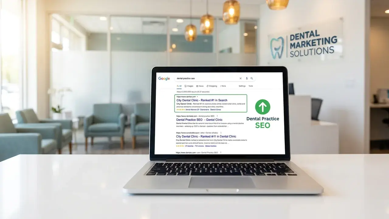 A dental practice website ranking number one on Google in a clinic reception