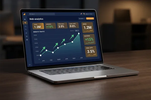 Website analytics dashboard trending up