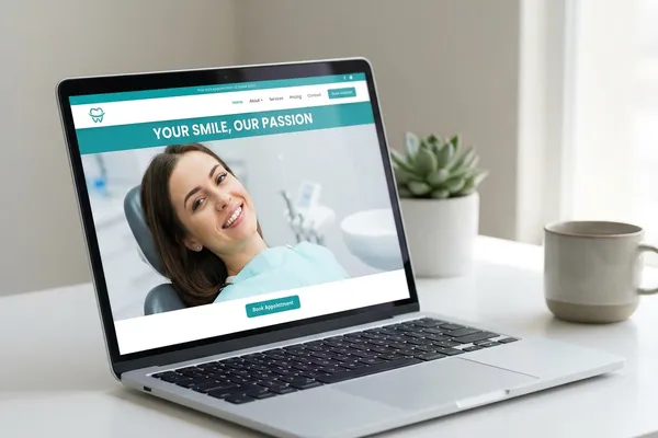 Dental clinic website on a laptop