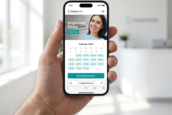 Dental booking website on a phone