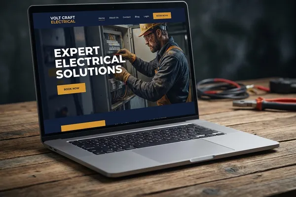 Electrician website on a laptop
