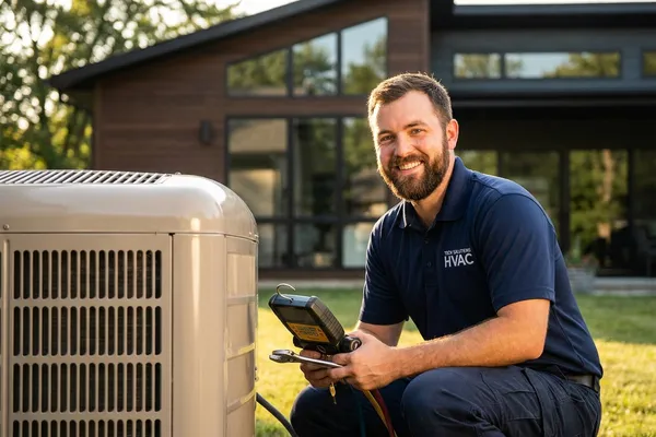 HVAC technician on a service call
