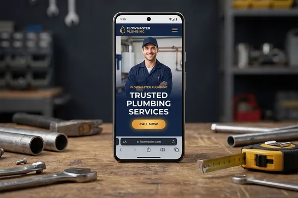Plumbing website on a phone