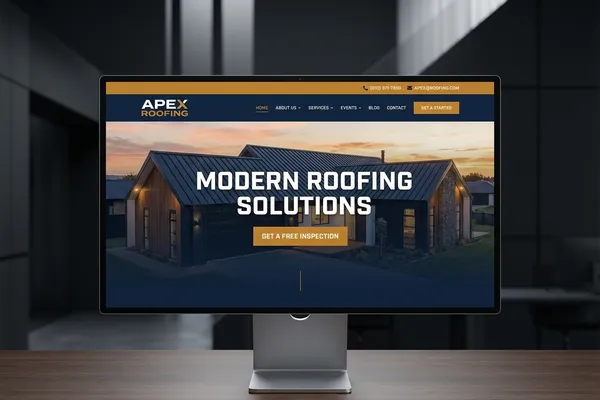 Roofing website on a computer